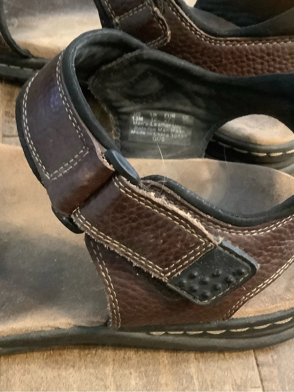 Men's Brown Leather Adjustable Strap Sandals